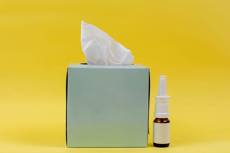 Æske med servietter og allerginæsespray
