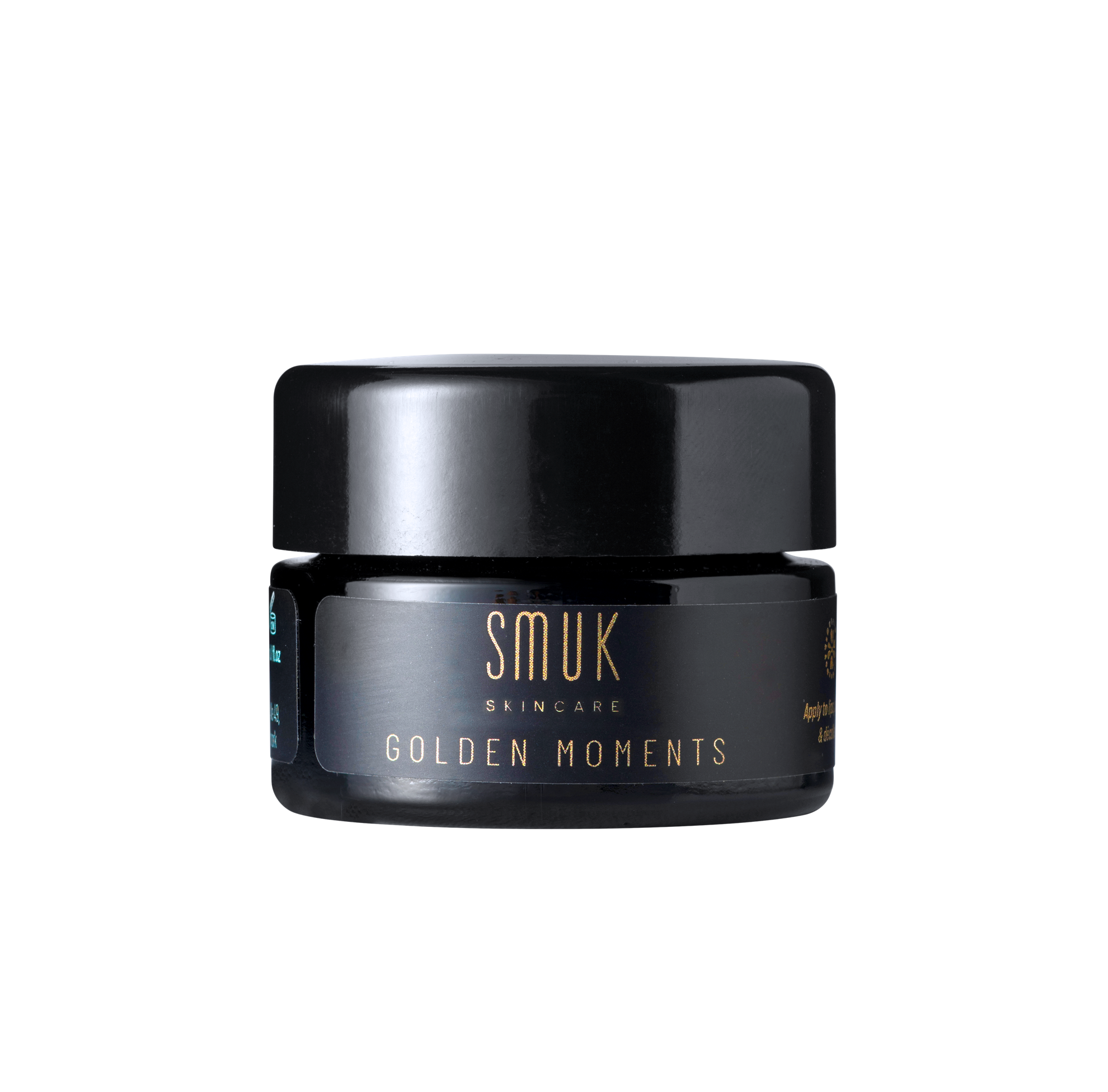 Sort dåse med SMUK skincare golden moments lip balm