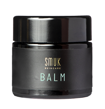 Sort dåse med SMUK skincare økologisk balm