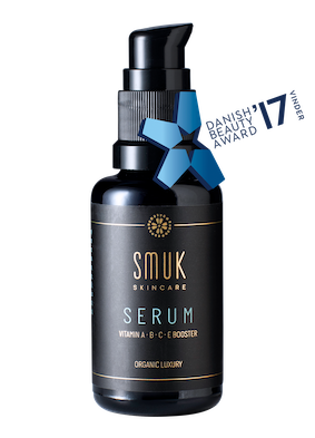 Sort flaske med SMUK skincare økologisk serum
