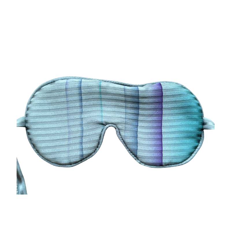 Blåstribet beauty sleep mask lavet af silke