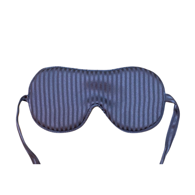 Blåstribet beauty sleep mask lavet af silke