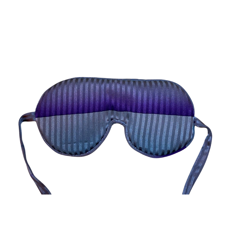 Blåstribet beauty sleep mask lavet af silke