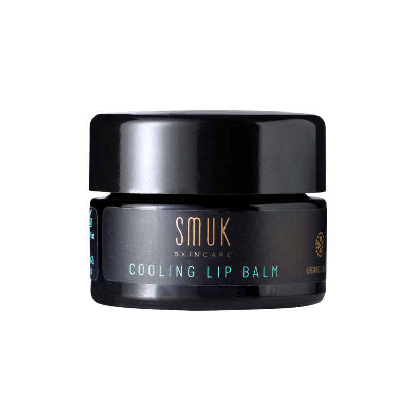Sort dåse med SMUK skincare økologisk cooling lip balm