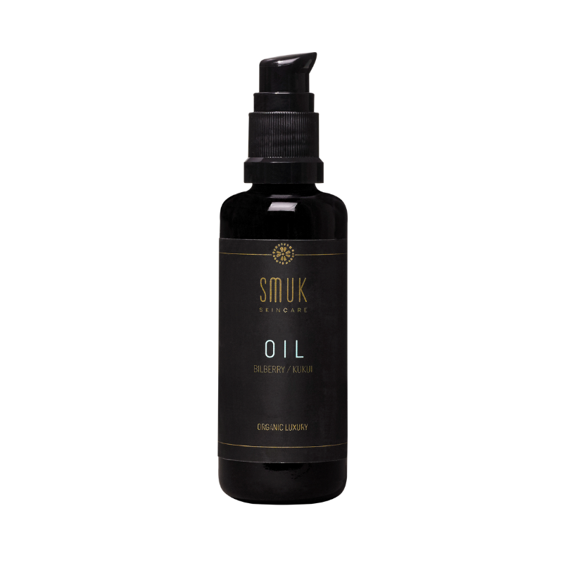 Sort flaske med SMUK skincare naturlig ansigtsolie