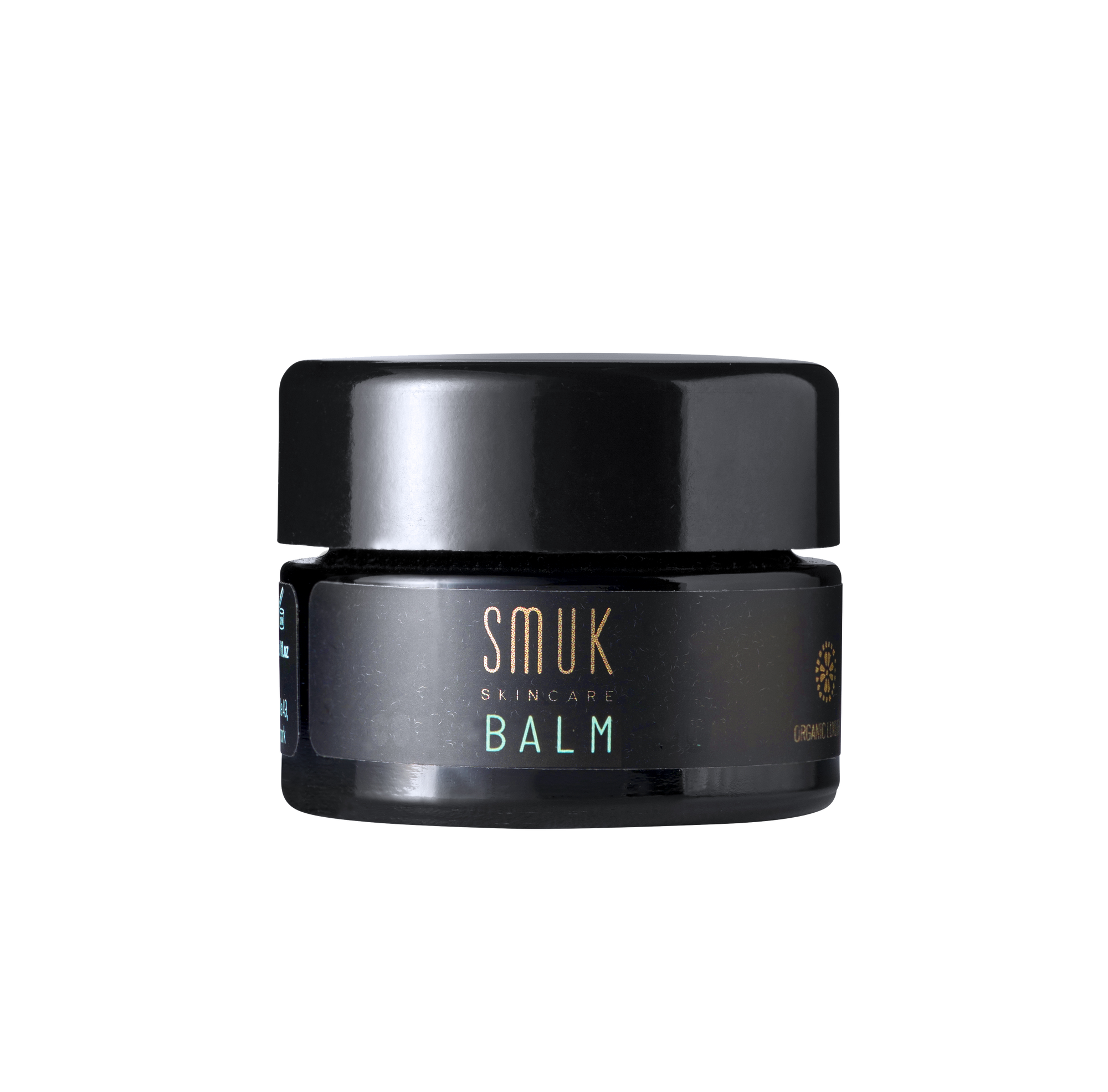 Sort dåse med SMUK skincare økologisk balm